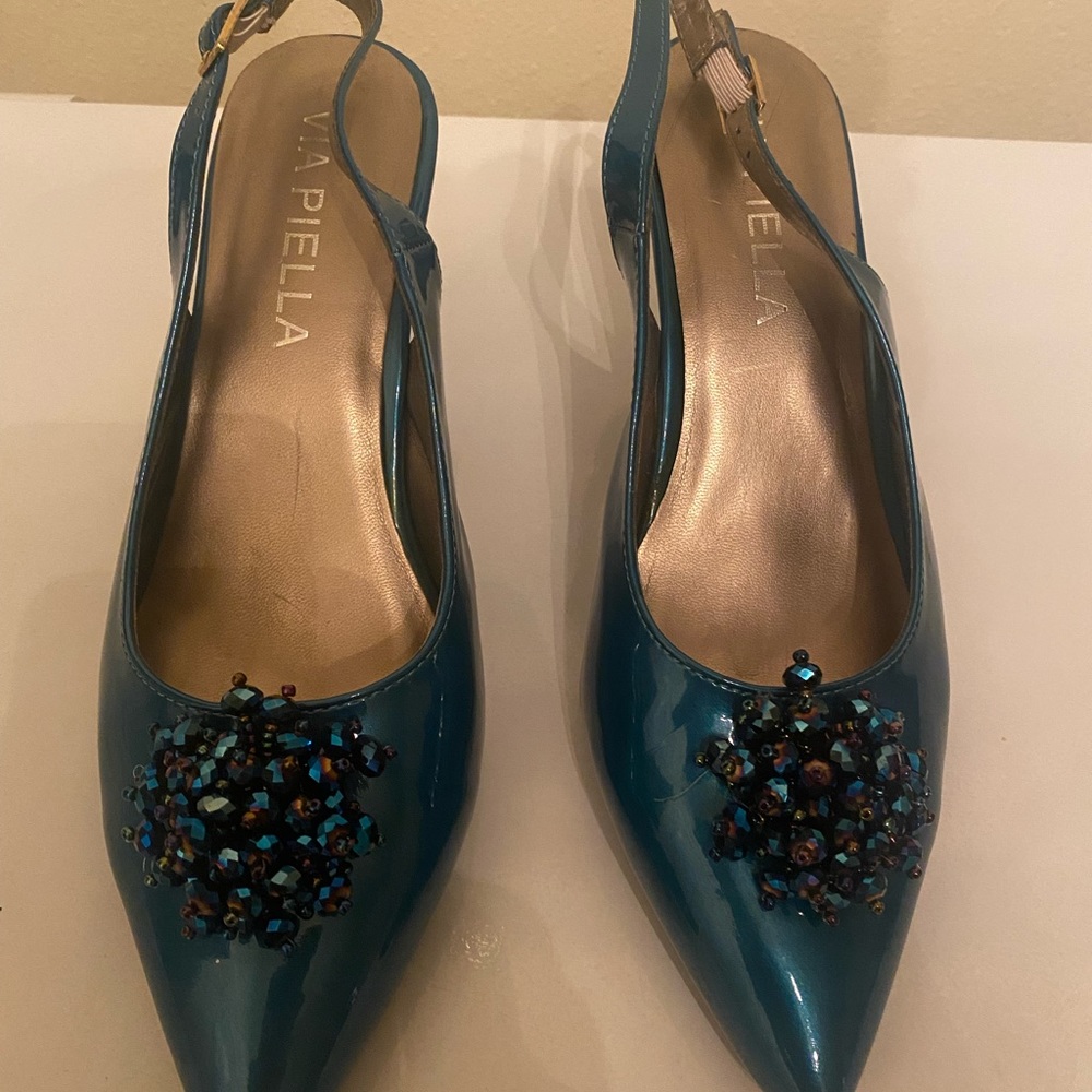 Patten leather shoes